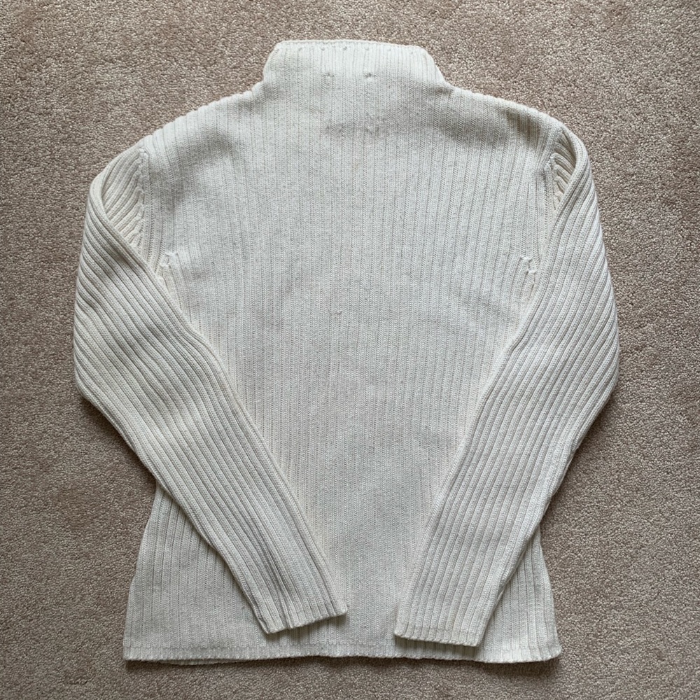Ivory mock-neck cable knit sweater - Picture 6 of 7